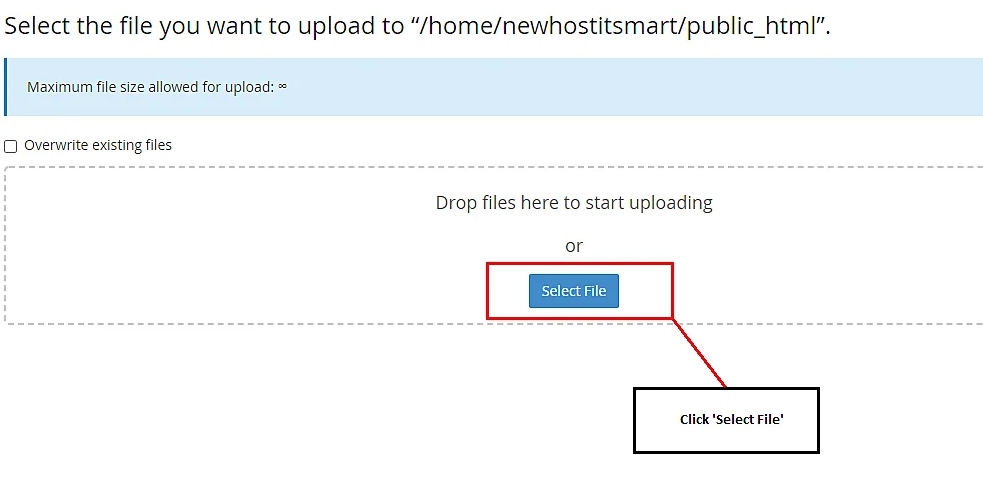How To Install WordPress On VPS? 14 Select File Option to upload a file in File Manager Folder