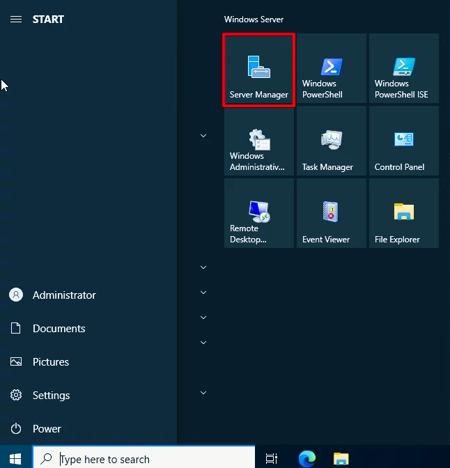 Server Manager in Windows