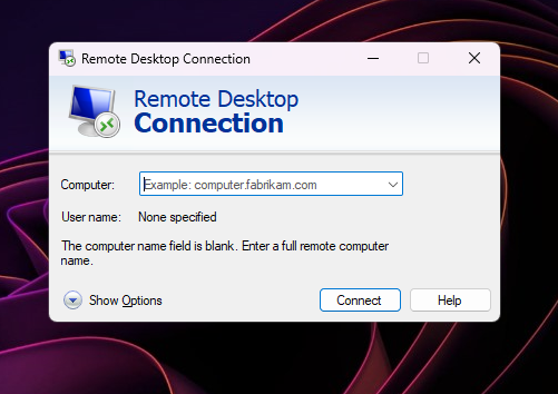 Connect to RDP on Windows