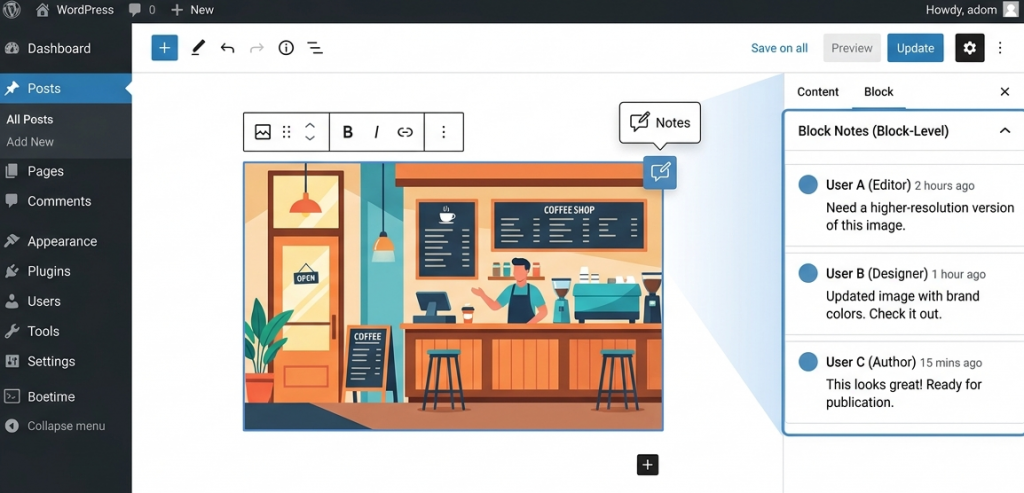 WordPress Block-Level Notes Section